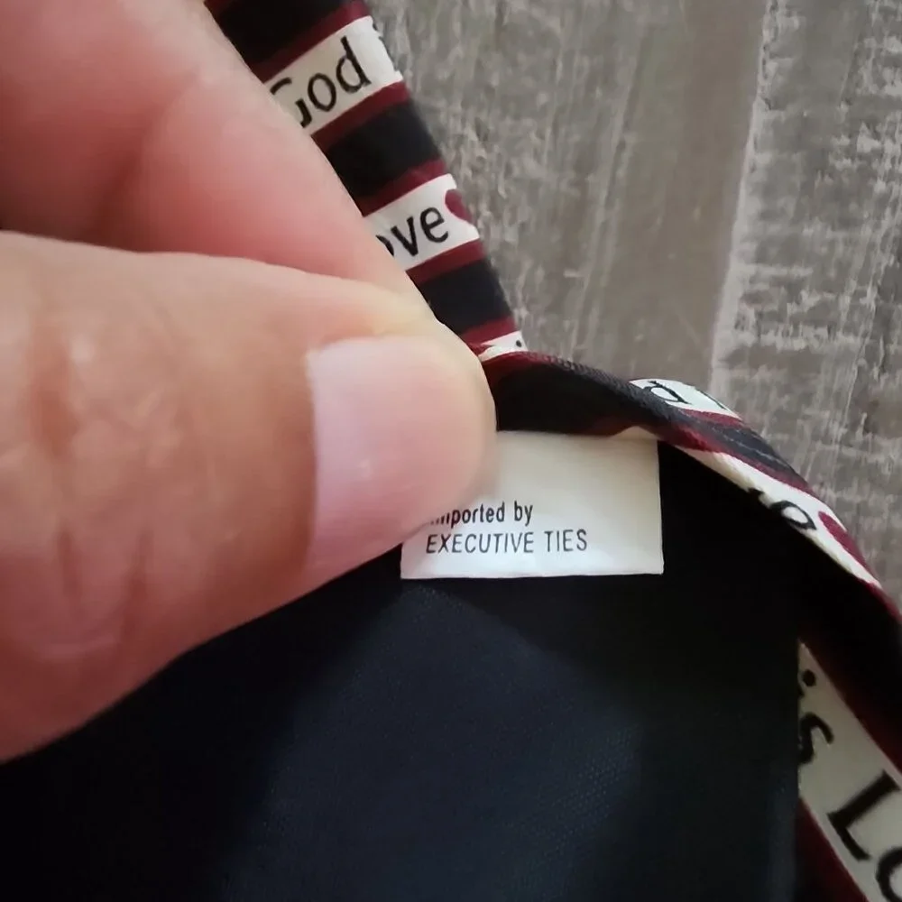 God Is Love Men's Neck Tie Religious Christian Hymn Choir Music Black Necktie‎